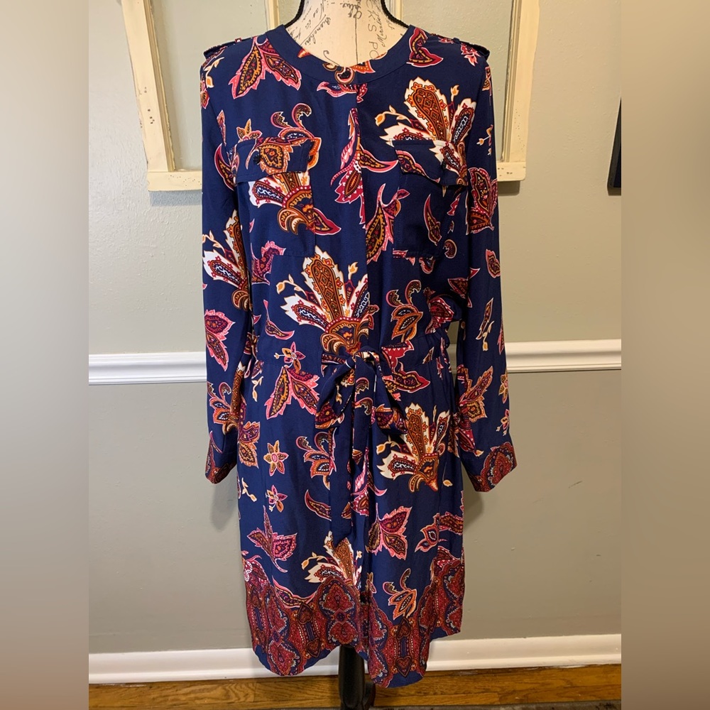 Liz Claiborne Navy Full Button Front midi dress size Large